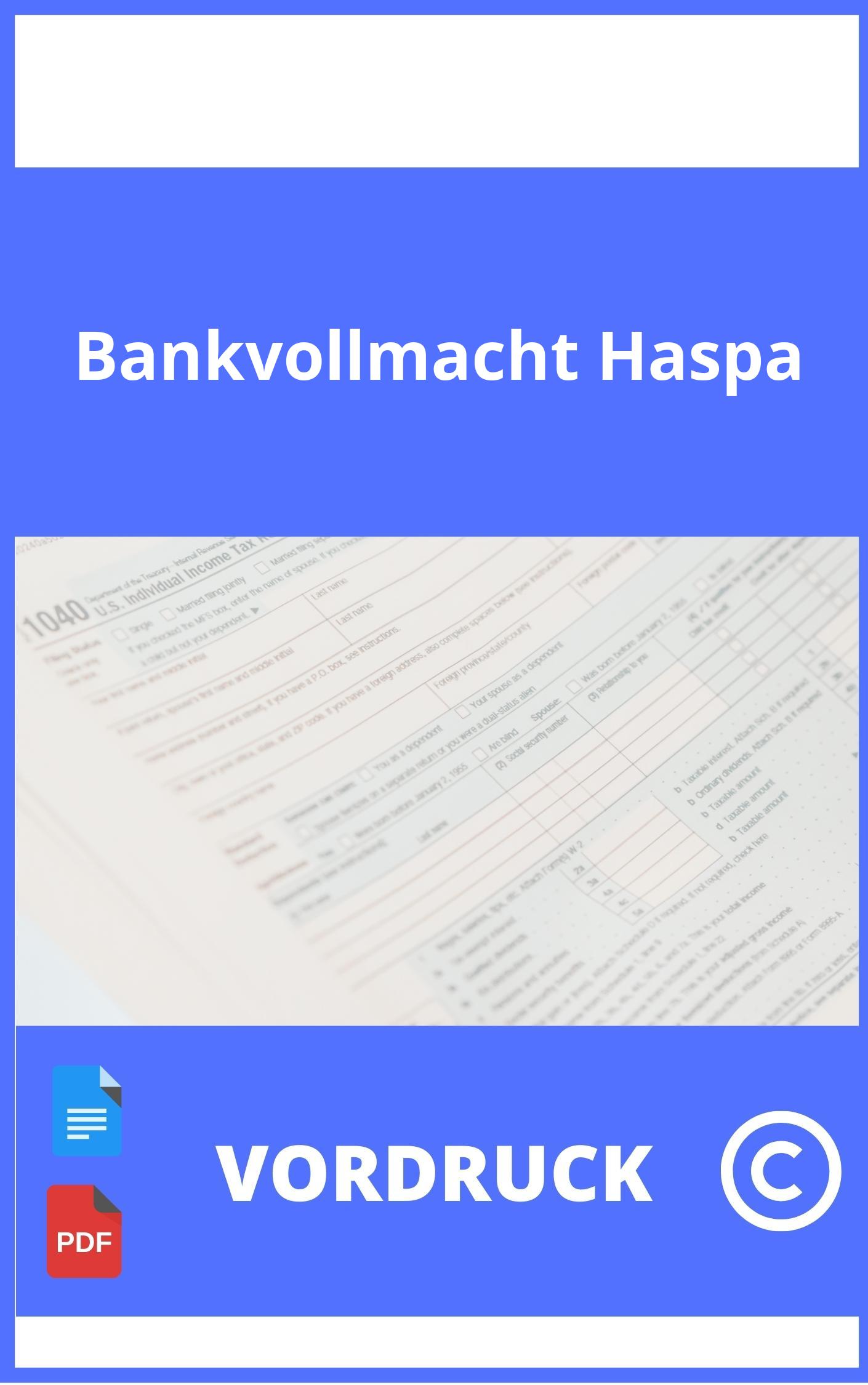 Bankvollmacht Haspa Vordruck