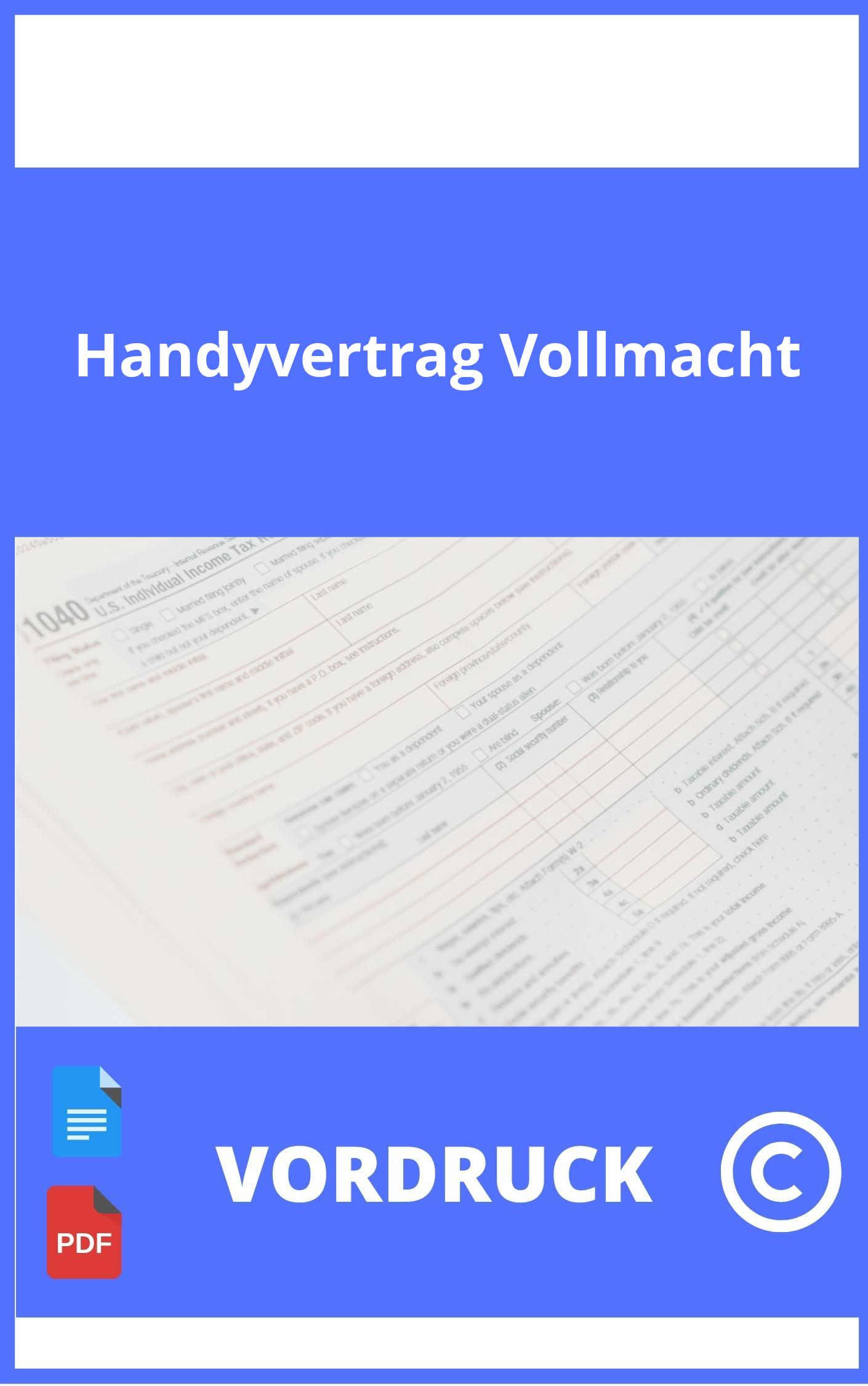 Handyvertrag Vollmacht Vordruck