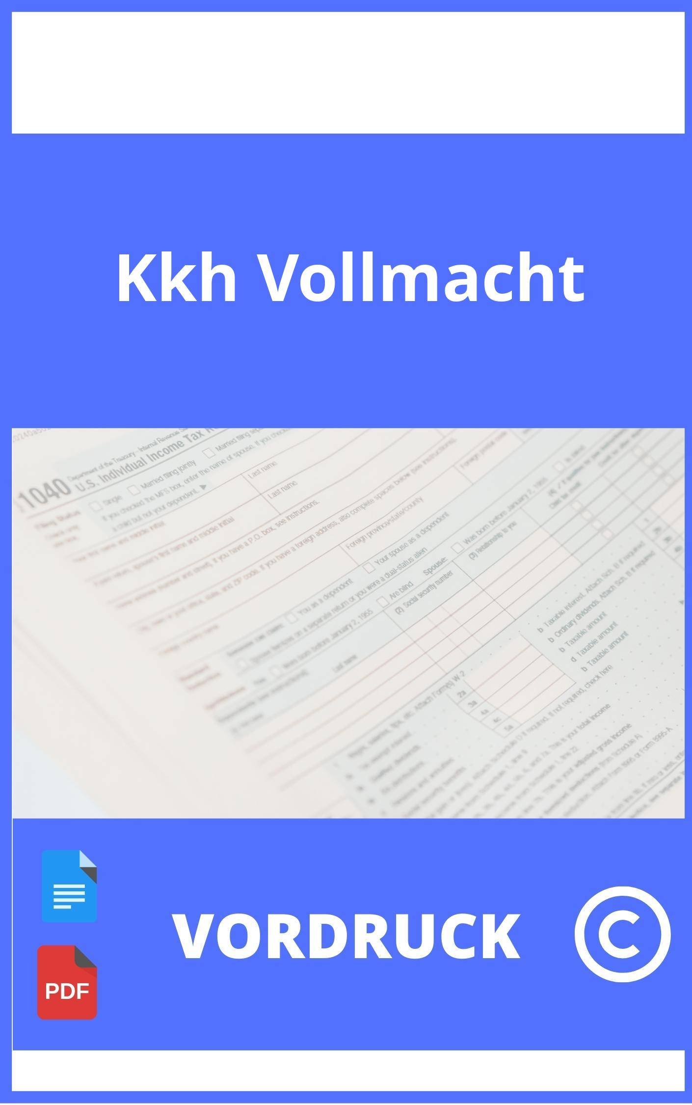 Kkh Vollmacht Vordruck