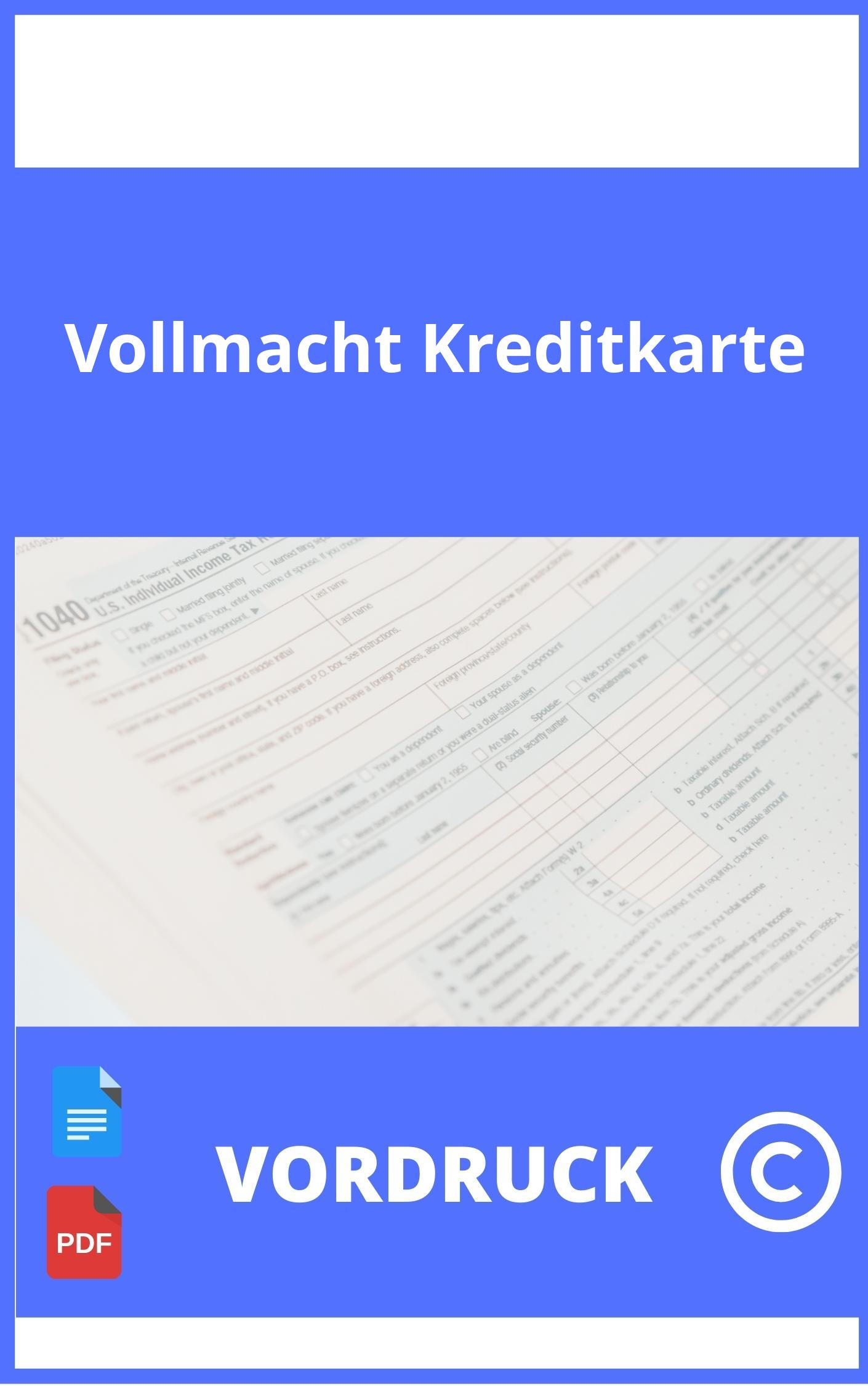 Vollmacht Kreditkarte Vordruck