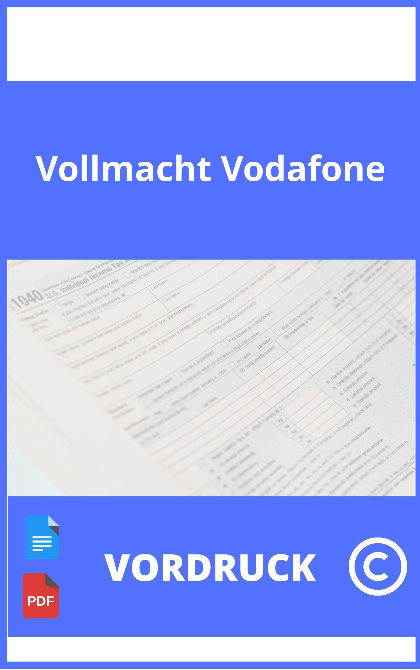 Vollmacht Vodafone Vordruck