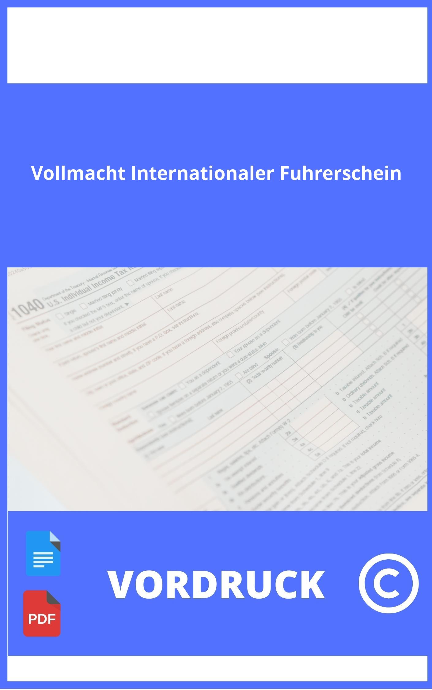 Vollmacht Vordruck Internationaler Führerschein