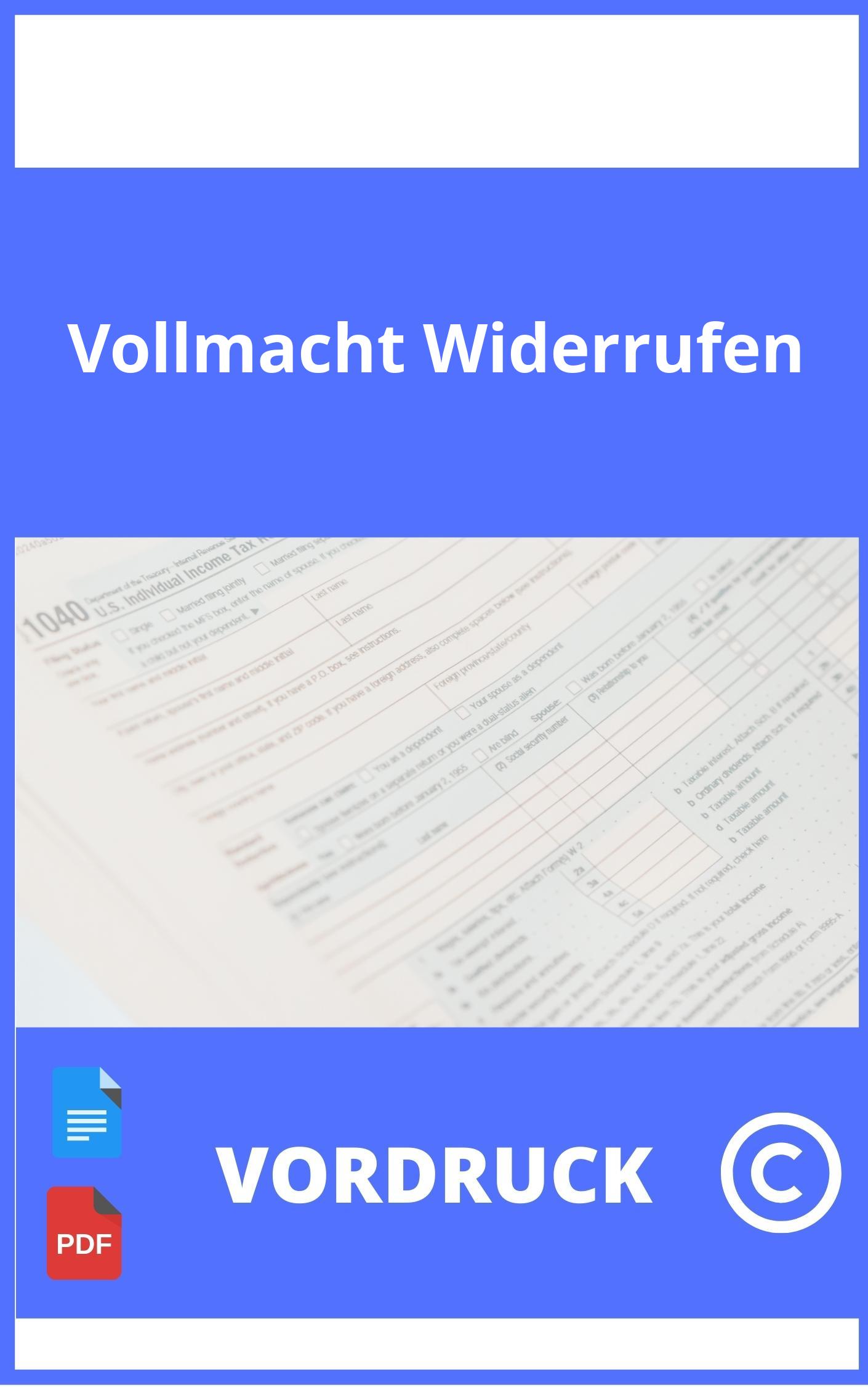 Vollmacht Widerrufen Vordruck